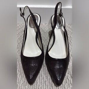 Calvin Klein Textured Dark Brown Slingback Heels